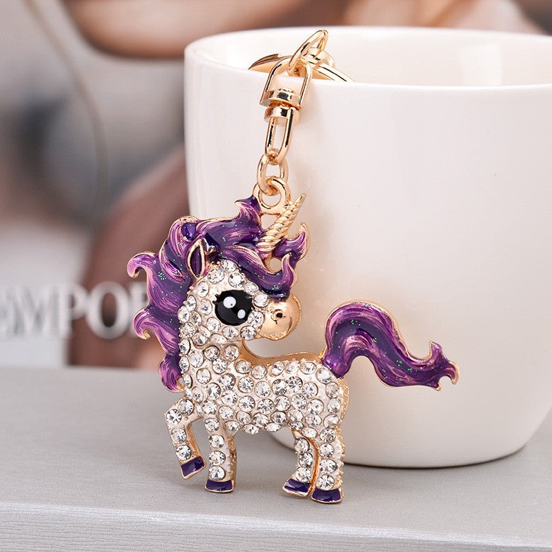 Wholesale Zinc Alloy Diamond Studded Unicorn Keychain